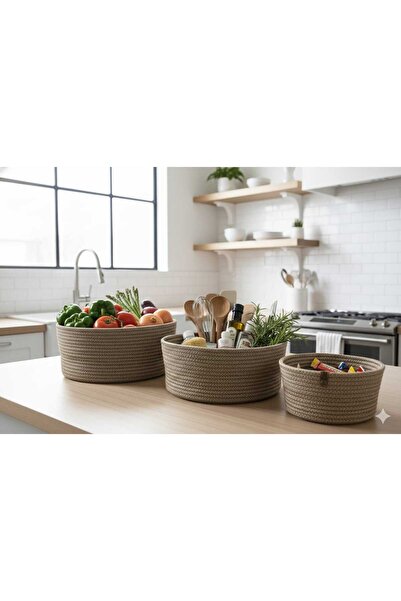 Dosade Decorative Jute Wicker Basket | Multi-Purpose Organizer | Bathroom, Kitchen and Bedroom Organizer