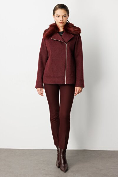 Ekol Double-Breasted Coat with Fur Collar