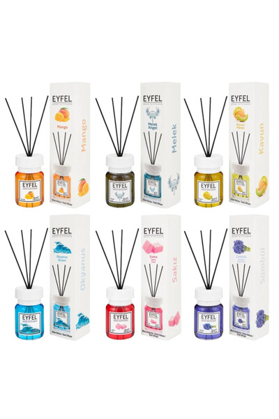 Eyfel Set de 6 odorizante de cameră Eyfel, Mango, Angel, Pepene galben, Ocean, Gumă de mestecat, Zambilă