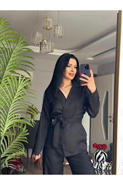 Butik Bağlamalı keten takım