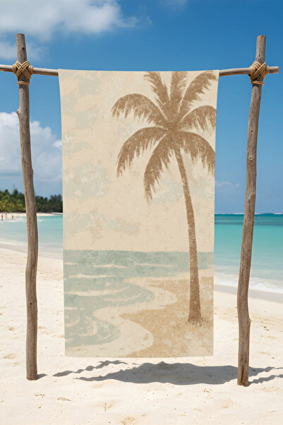 BETHA Kumsal Palm Tree Patterned Cotton Beach Towel – Patterned Design – 75X150 cm