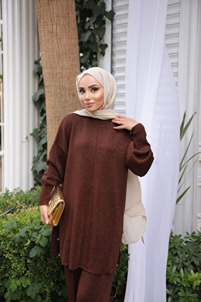 Kirazca Butik Γυναικείο Σετ Τρικοτοπλεκτό Τζιλιντάρι με άνοιγμα Κουμπιά Στάνταρ Μέγεθος