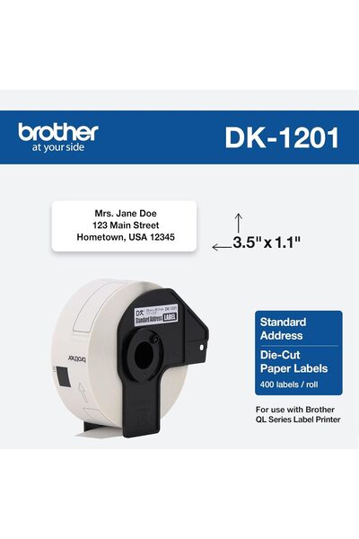 Brother Genuine DK-1201 Standard Address Labels, 1 Roll (400 Labels)