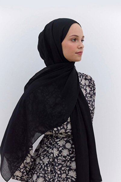 Noi Belis Modest Black Thin Cotton Ramie Shawl Aw25Ep0001