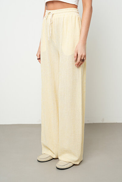 Orfeo Negro Women's Elastic Waist Wide Leg 100% Cotton Pants