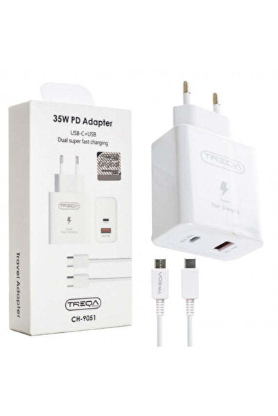 Treqa Charger 35 W – 2 Ports, Fast Charge, Cable Included