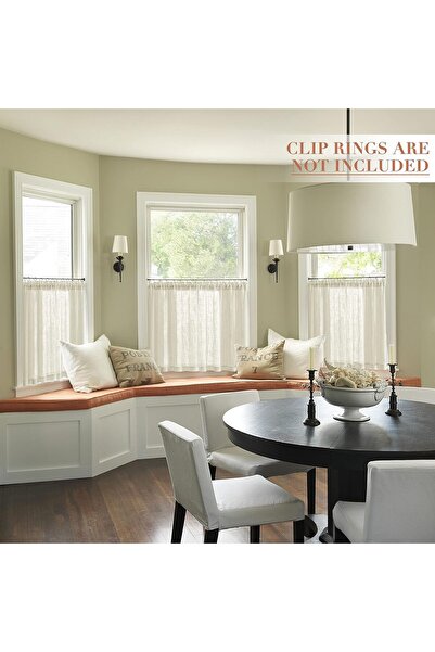 Generic طقم ستائر قصيرة من الكتان المنسوج الشفاف من XTMYI، مقاس 24 بوصة، لون ...