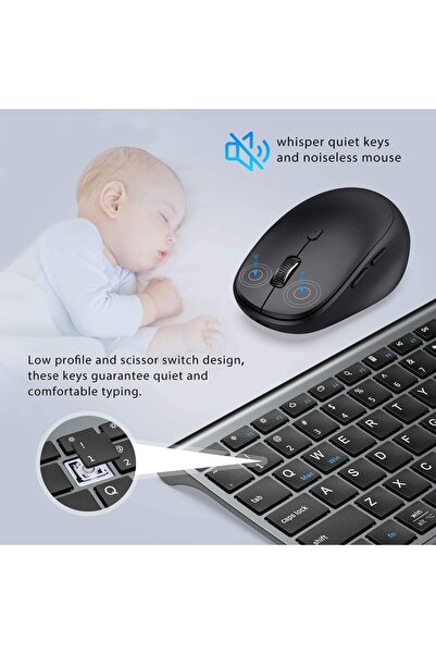 iClever Bluetooth Keyboard and Mouse Set DK03, Rechargeable Dual-Mode Wireless Combo
