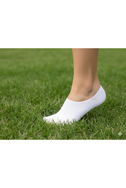 Net Tekstil 4 Pairs White Unisex Cotton Ballet Invisible Sneaker Short Socks