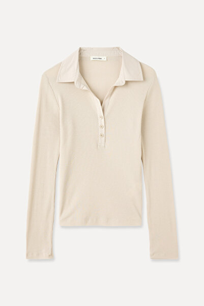 Mudo Modal Mixed Fitted Long Sleeve Blouse