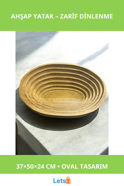 Letsii سرير حيوانات أليفة بيضاوي من الخشب الطبيعي مقاس 37x50x24 سم