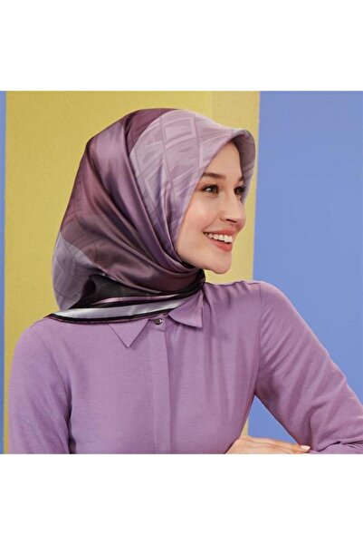 Armine Шовковий шарф Nostalji - 8516-02 Чорно-фіолетовий твіл