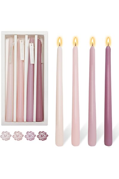 Generic 4-Piece Romantic Rose Scented Taper Candles - Pink Gradient, 25 cm