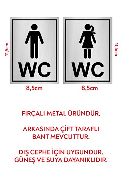AURA CONCEPTS BAY& WC YÖNLENDİRME YAZISI METAL GÜMÜŞ RENK