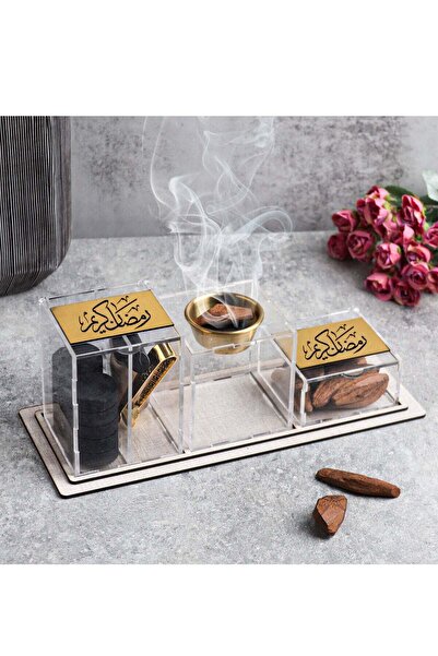 Story of candle A set of incense burners with oud wood, lighter, charcoal, an...