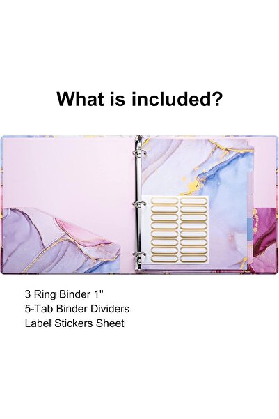 Generic Nilofi Marble Pink 1-Inch 3-Ring Binder with 5 Dividers and File Stickers
