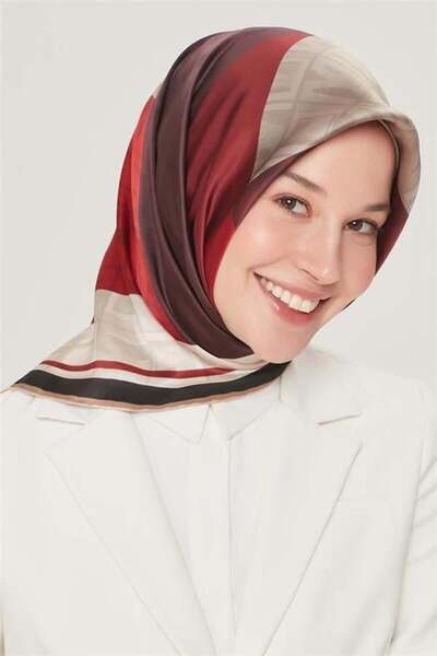 Armine وشاح حريري حنين - 8516-30 نسيج قطني طويل باللون الأحمر الداكن