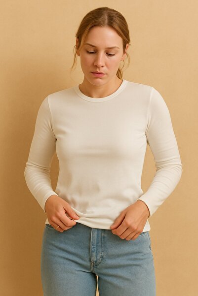 Re-clo تي شيرت مونيكا، برقبة دائرية وأكمام طويلة من القطن العضوي