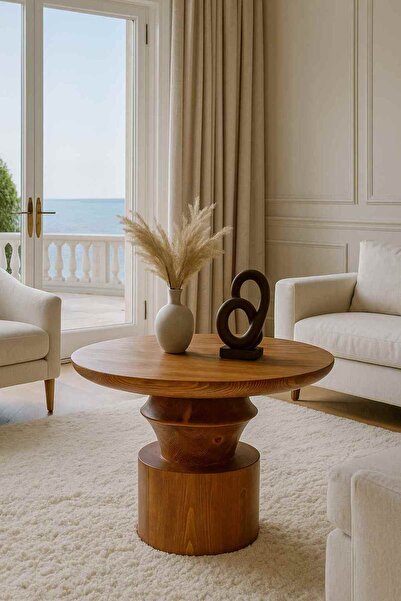 Simillo Home&Living Nordtre Ahşap Mantar Orta Sehpa – Doğal Meşe Renk Dekorat...