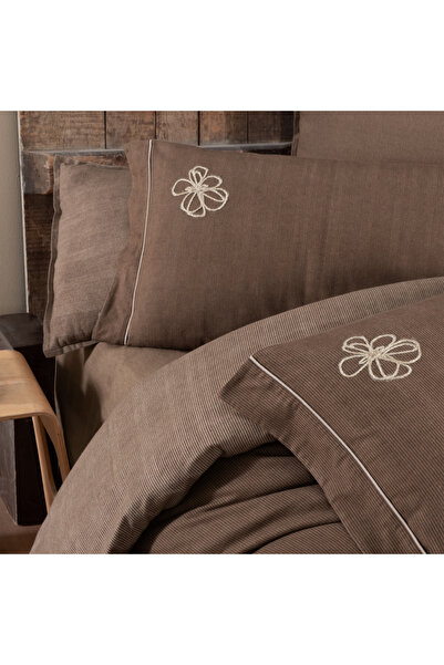 Sarev Ederlezi Mocha Flannel Double Size 100% Cotton Duvet Cover Set