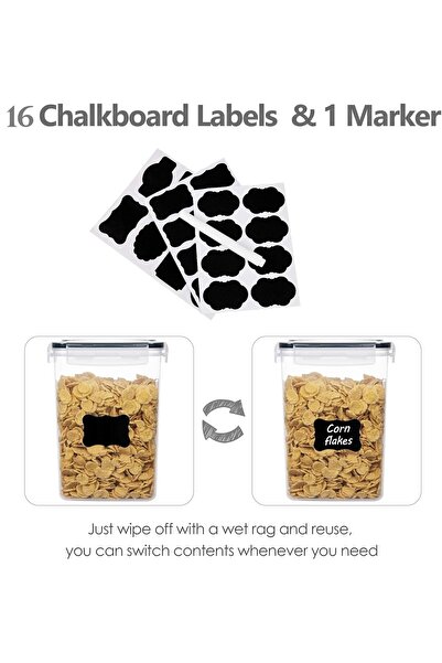 zola Set of 15 food storage containers, 4x0.8l /6x1.4l /4x2l /1x2.8l, labels and marker