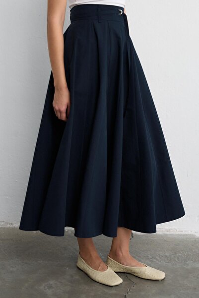 Zeyyen GEOMETRİK PARÇALI ETEK LACİVERT