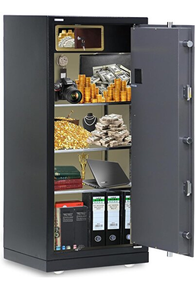 RUBIK Fire Resistant Triple Security Safe Box XX-Large (150x65x56 cm) Black/Grey