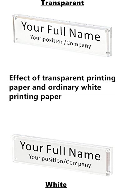 Generic Acrylic Double-Sided Transparent Desk Name Plate with Holder, Personalize, 25 x 10 in (IEEK)