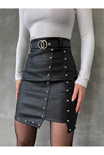 ADAMODA.RO -δερμάτινη φούστα με κηλίδες