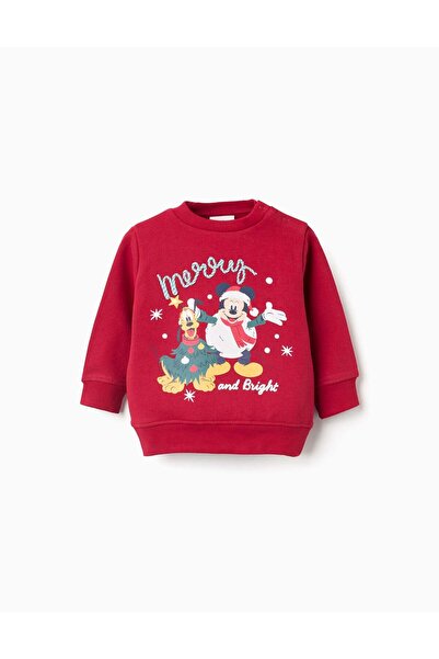 Ziddy Christmas Brushed Sweatshirt for Baby Boys 'Mickey and Pluto', Red