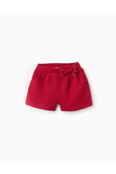 Ziddy Textured Shorts for Baby Girls, Red
