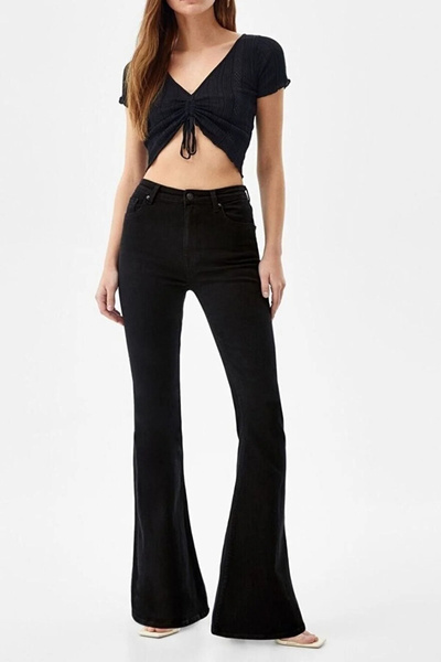 kleshus بنطلون جينز نسائي من نوع فلير من سي إن آر إسبانيول باسا مصنوع من اللي...