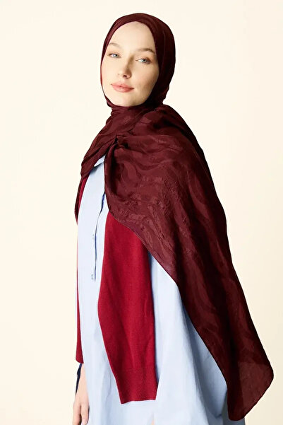 Madame Polo Premium Jakar Şal Dalga Desen - Bordo