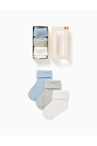 Ziddy مجموعة من 3 جوارب مضلعة للمواليد الجدد والأولاد الصغار، متعددة الألوان