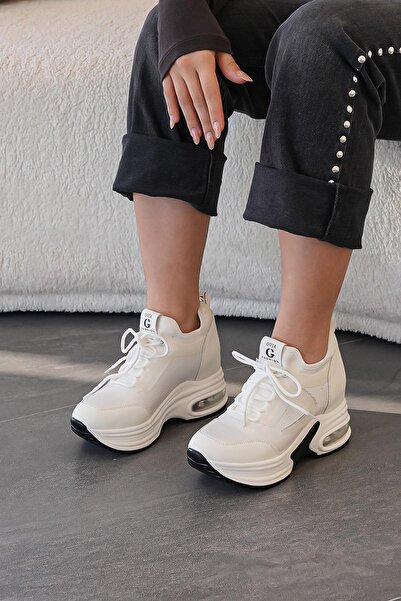 Guja ROSE ORİJİNAL İTHAL GİZLİ DOLGU KADIN SPOR AYAKKABI BEYAZ