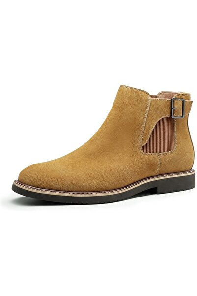 Bruno Marc Men's Chelsea boots, suede, beige, size 46,