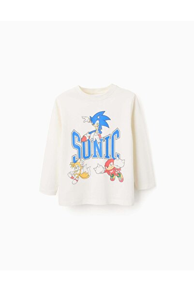 Ziddy Long Sleeve Cotton T-shirt for Boys 'Sonic', White