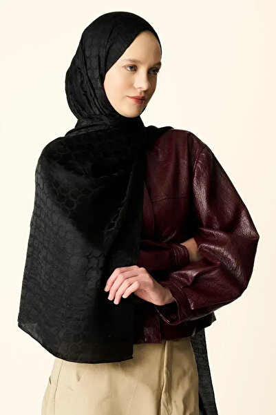 Madame Polo Premium Jakar Şal Halka Desen - Siyah