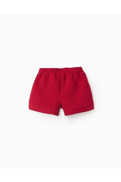 Ziddy Textured Shorts for Baby Girls, Red