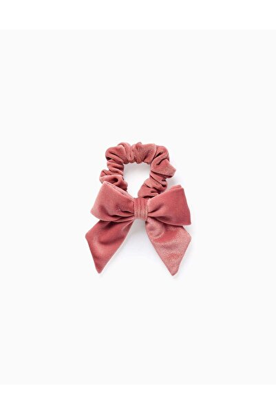 Ziddy Velour Scrunchie with Bow for Babies and Girls, Pink