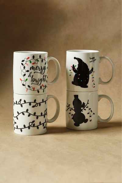 Karaca New Year New Year's Eve Twinkle 4-Person Mug Set 340 ml