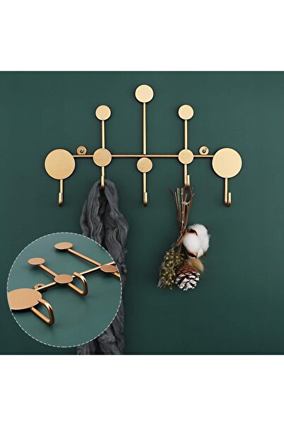 Generic dedoot Wall-Mounted Coat Rack - 5 Gold Metal Hooks for Coats, Hats, Keys & Bags