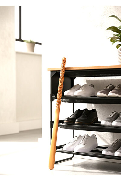 aslanoyma Bade Işlemeli Ahşap El Oyması Ayakkabı Çekeceği 75 Cm Kerata