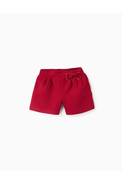 Ziddy Textured Shorts for Girls, Red