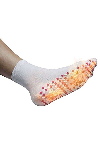 RoveZone Magnetic Heated Acupressure Socks Set, Size 36-44, White
