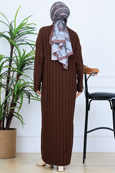 benguen Πλεκτό Φόρεμα Πλεκτομηχανής N7082 Καφέ