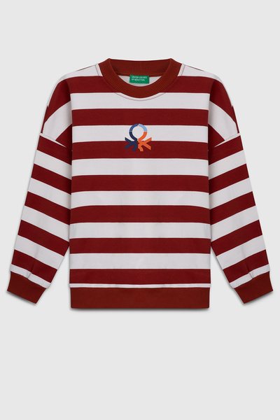 United Colors of Benetton Hanorac cu dungi din bumbac Regular Fit guler rotun...