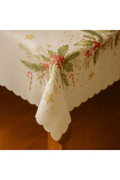 zola Festive pattern tablecloth, 220 x 140 cm, polyester, white