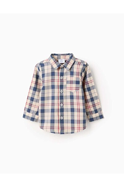 Ziddy Cotton checked shirt 'B&S' for baby boys, beige/blue/red