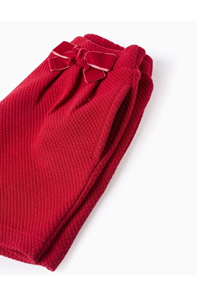 Ziddy Textured Shorts for Girls, Red